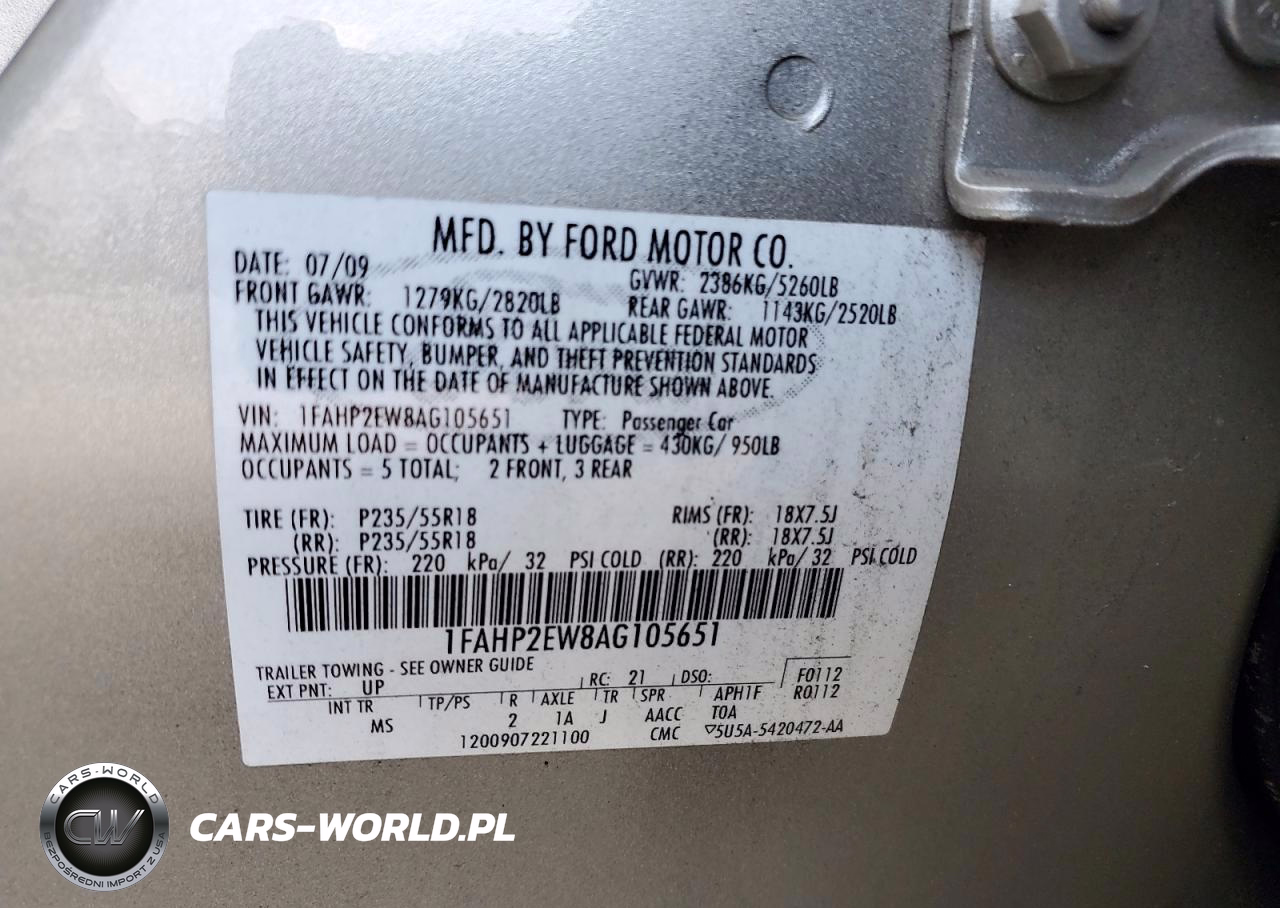 2010 Ford Taurus Sel VIN:1FAHP2EW8AG105651 - 12
