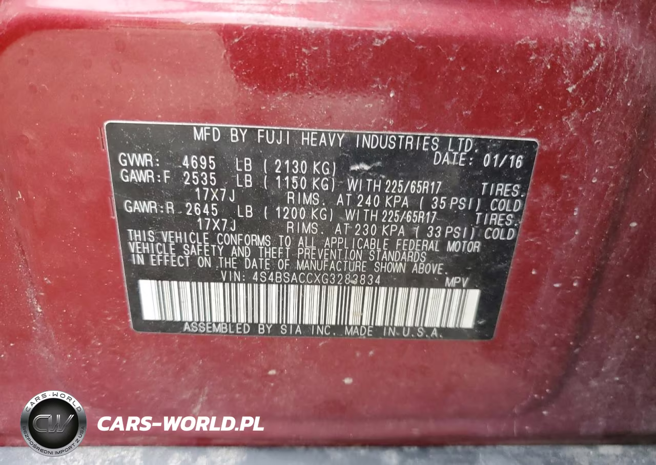 2016 Subaru Outback 2.5I Premium VIN:4S4BSACCXG3283834 - 13