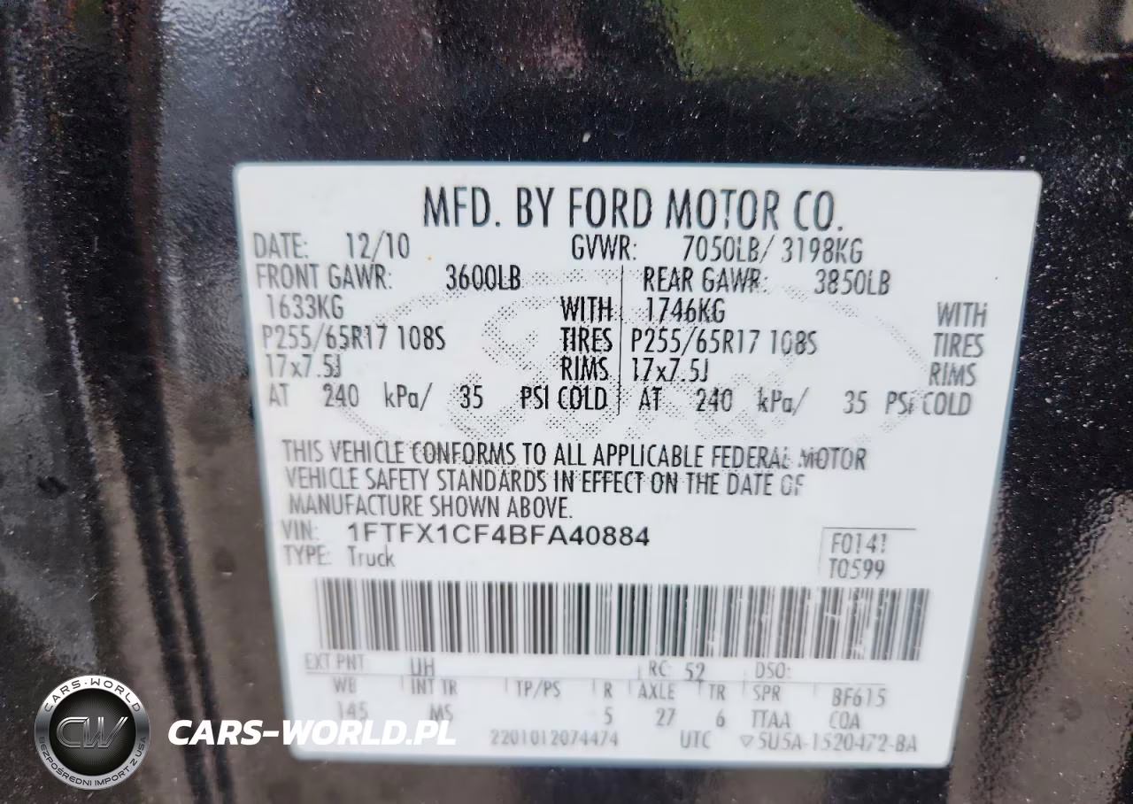 2011 Ford F150 Super Cab VIN:1FTFX1CF4BFA40884 - 12
