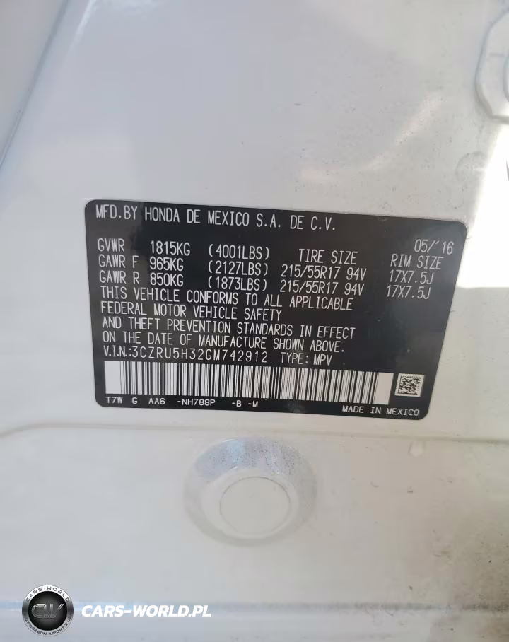 2016 Honda Hr-V Lx VIN:3CZRU5H32GM742912 - 12