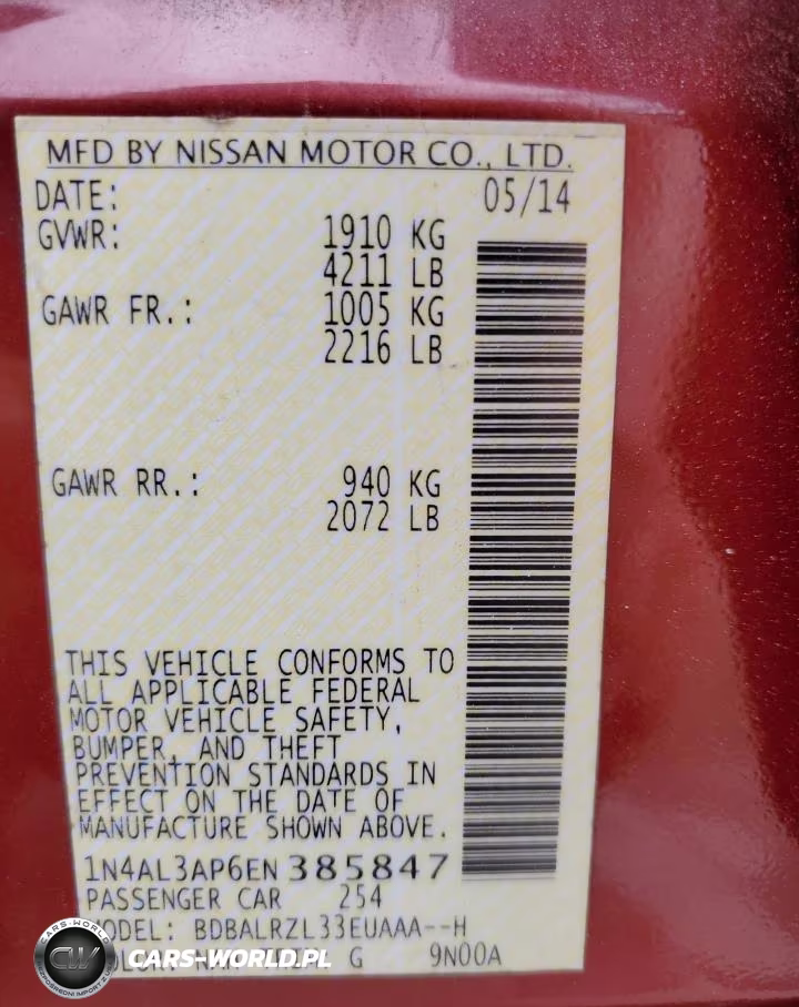 2014 Nissan Altima VIN:1N4AL3AP6EN385847 - 12
