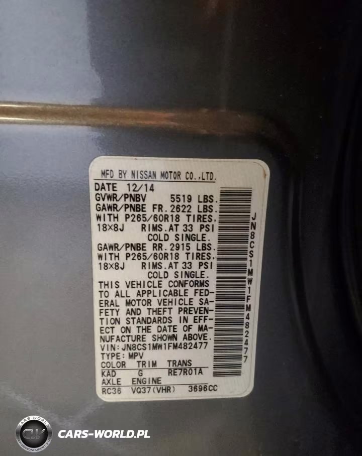 2015 Infiniti Qx70 VIN:JN8CS1MW1FM482477 - 12