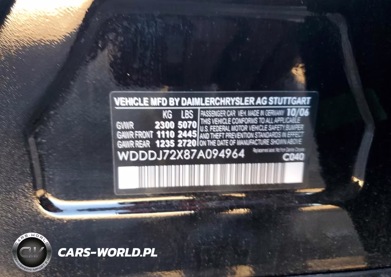 2007 Mercedes-Benz Cls 550 VIN:WDDDJ72X87A094964 - 12