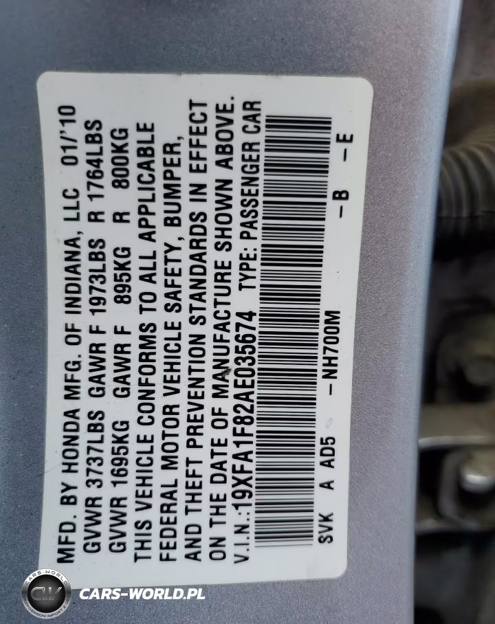 2010 Honda Civic Ex VIN:19XFA1F82AE035674 - 12