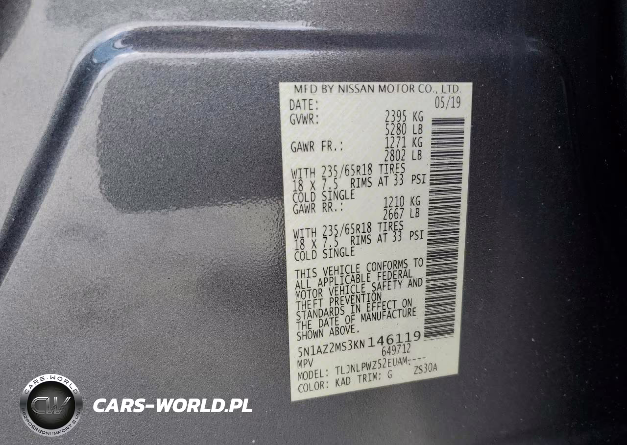 2019 Nissan Murano S VIN:5N1AZ2MS3KN146119 - 14