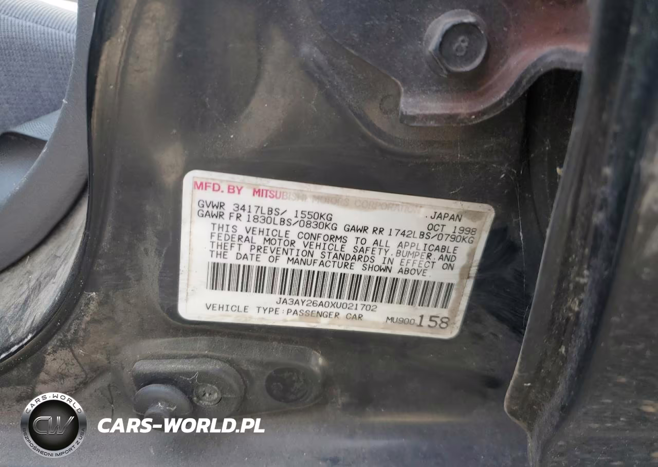 1999 Mitsubishi Mirage De VIN:JA3AY26A0XU021702 - 12