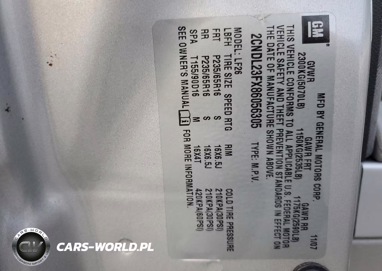 2008 Chevrolet Equinox Ls VIN:2CNDL23FX86056305 - 13