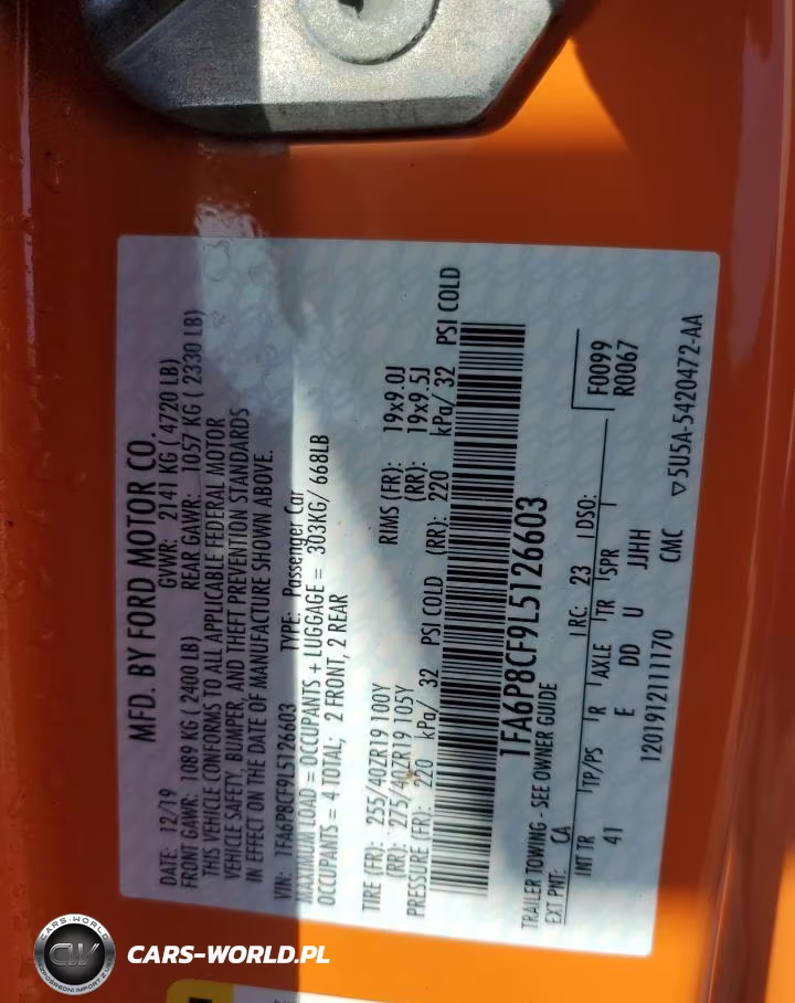 2020 Ford Mustang Gt VIN:1FA6P8CF9L5126603 - 12