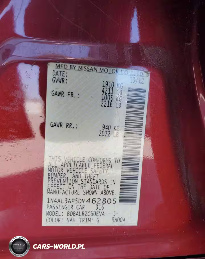2013 Nissan Altima 2.5 VIN:1N4AL3AP5DN462805 - 12