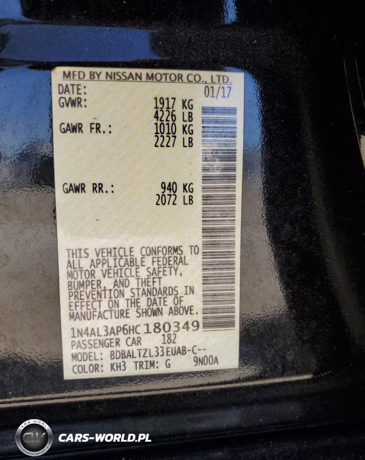 2017 Nissan Altima 2.5 VIN:1N4AL3AP6HC180349 - 13