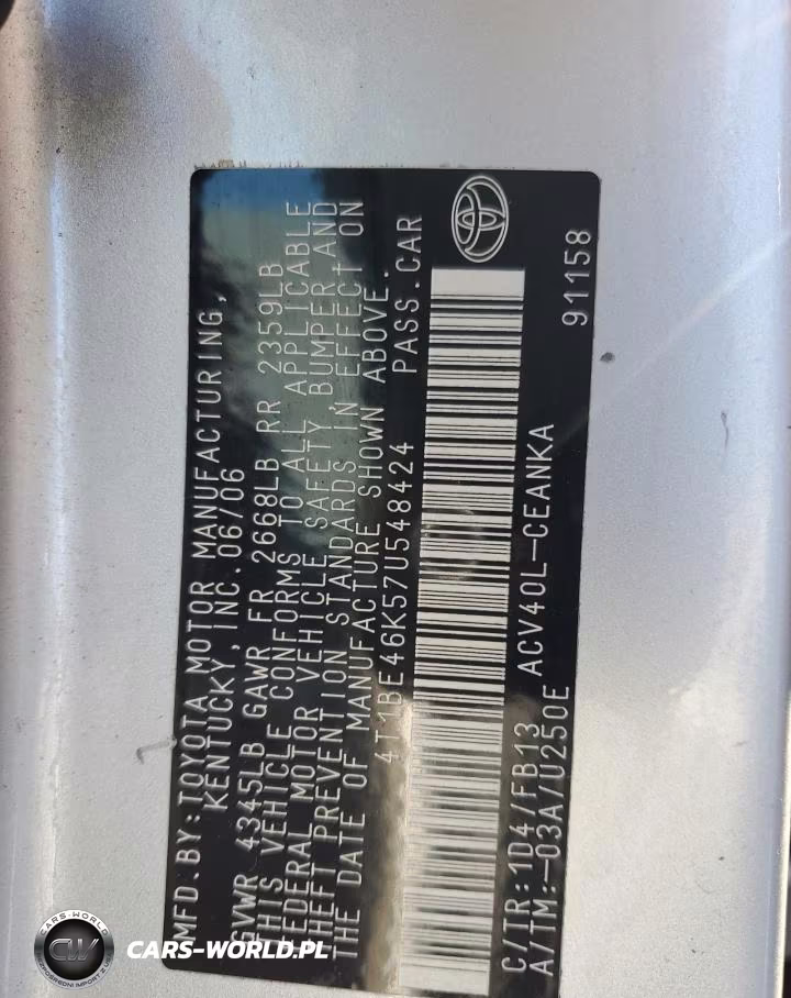 2007 Toyota Camry Ce VIN:4T1BE46K57U548424 - 12