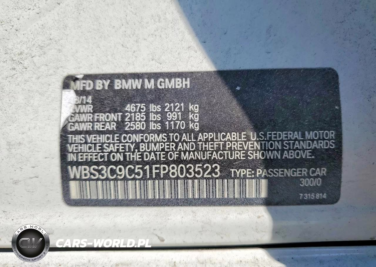 2015 BMW M3 VIN:WBS3C9C51FP803523 - 13
