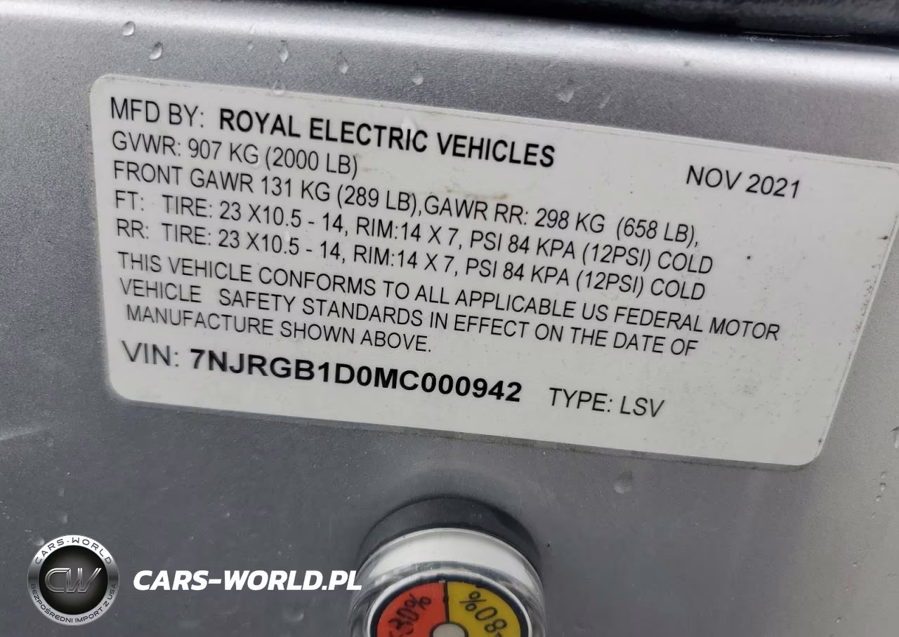 2021 Othr Golf Cart VIN:7NJRGB1D0MC000942 - 9