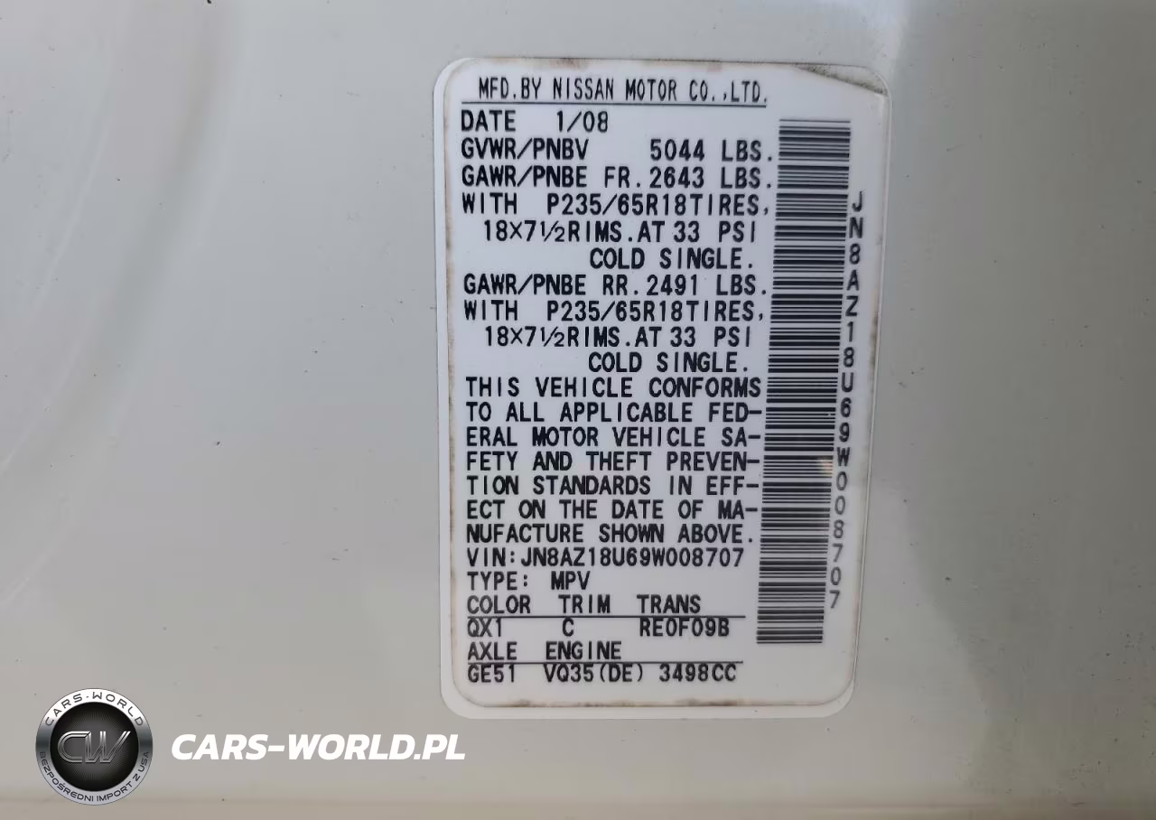 2009 Nissan Murano S VIN:JN8AZ18U69W008707 - 14