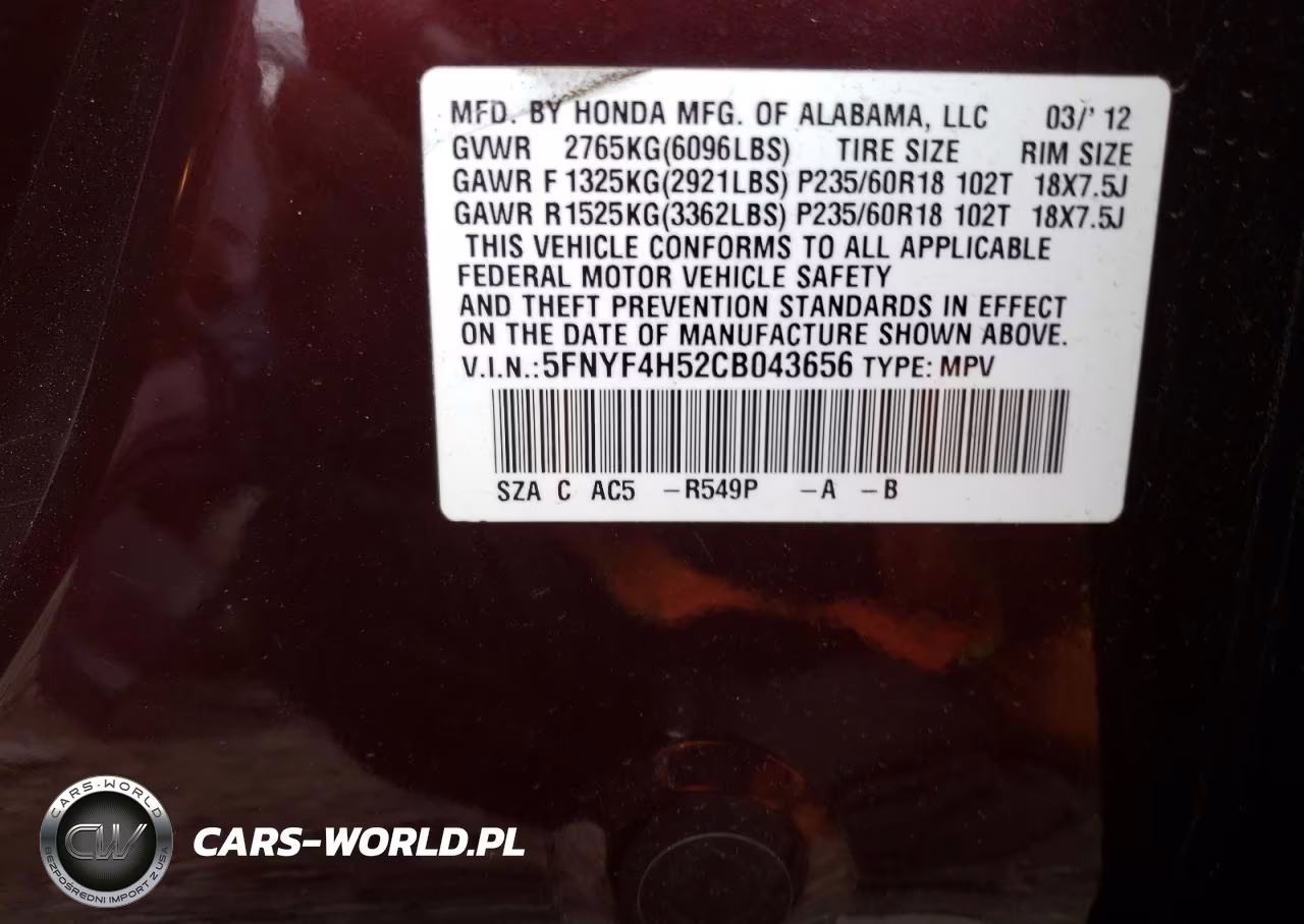 2012 Honda Pilot Exl VIN:5FNYF4H52CB043656 - 12