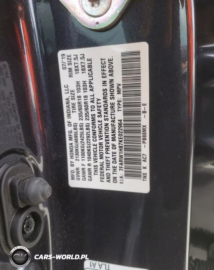 2019 Honda Cr-V Exl VIN:7FARW1H87KE022964 - 13