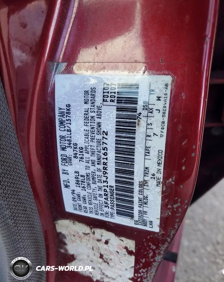 1994 Ford Escort Lx VIN:3FARP13J9RR165772 - 12