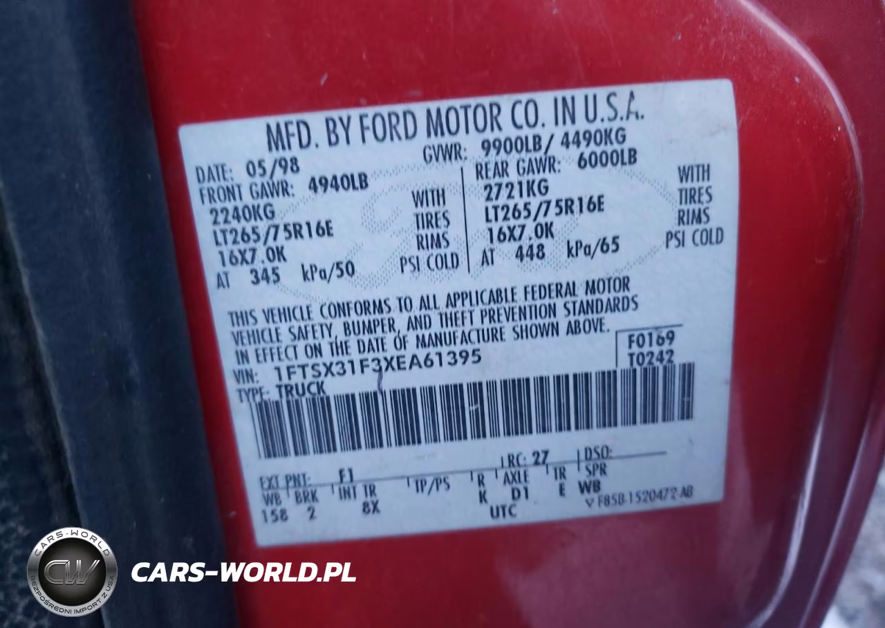 1999 Ford F350 Srw Super Duty VIN:1FTSX31F3XEA61395 - 13