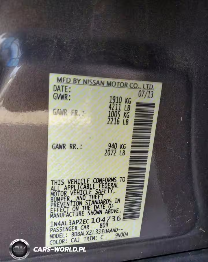 2014 Nissan Altima 2.5 VIN:1N4AL3AP2EC104736 - 12