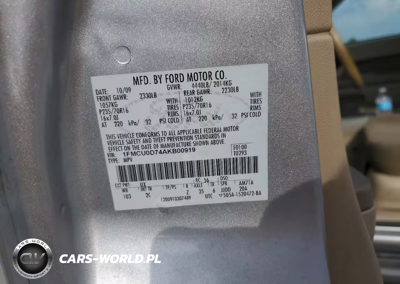 2010 Ford Escape Xlt VIN:1FMCU0D74AKB00919 - 12