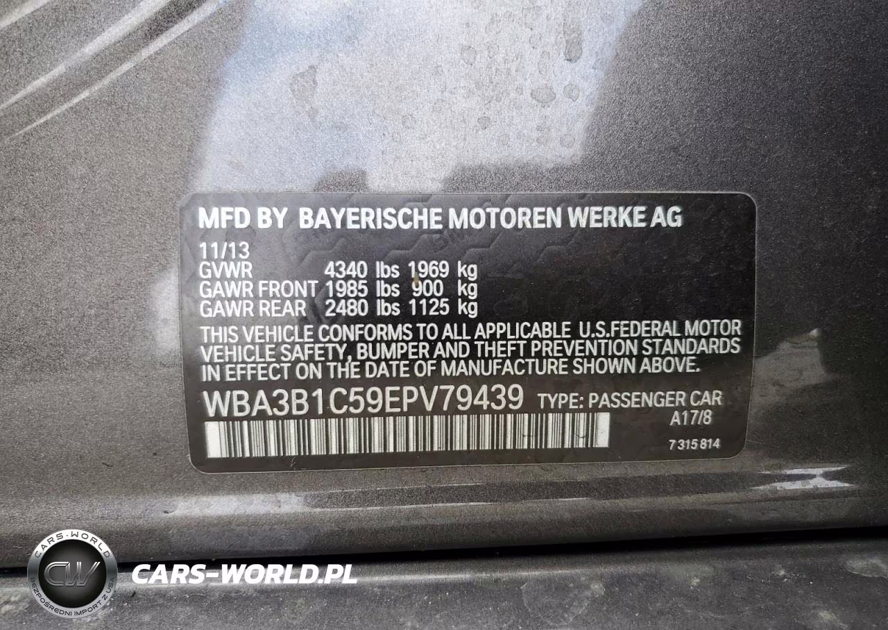 2014 BMW 320 VIN:WBA3B1C59EPV79439 - 12