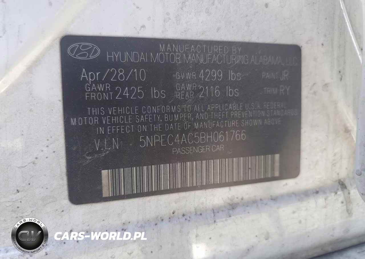 2011 Hyundai Sonata Se VIN:5NPEC4AC5BH061766 - 12
