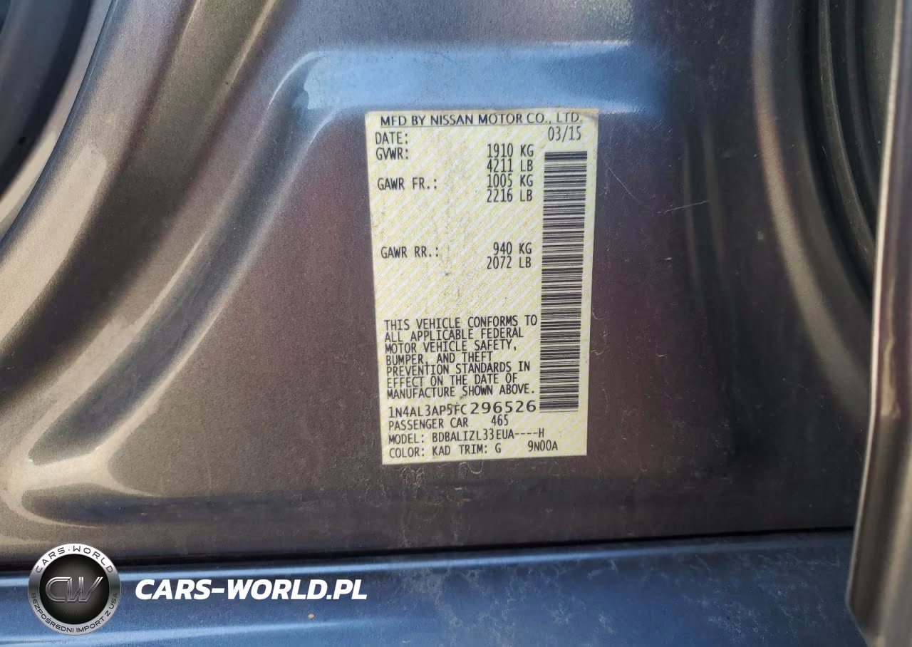 2015 Nissan Altima 2.5 VIN:1N4AL3AP5FC296526 - 12