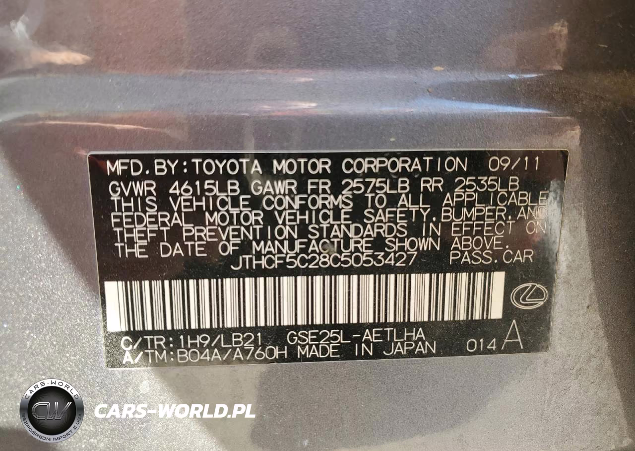 2012 Lexus Is 250 VIN:JTHCF5C28C5053427 - 12