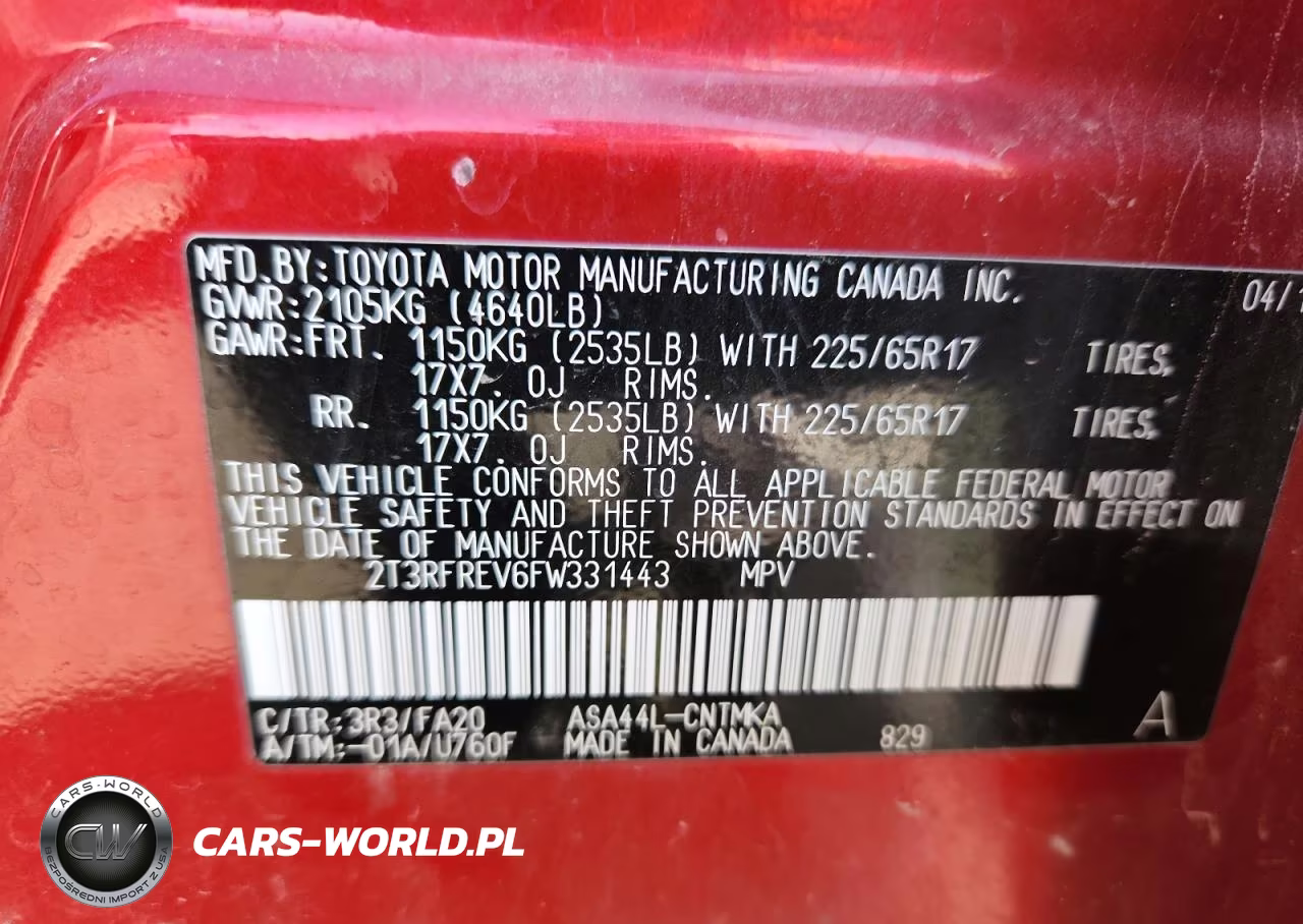 2015 Toyota Rav4 Xle VIN:2T3RFREV6FW331443 - 13