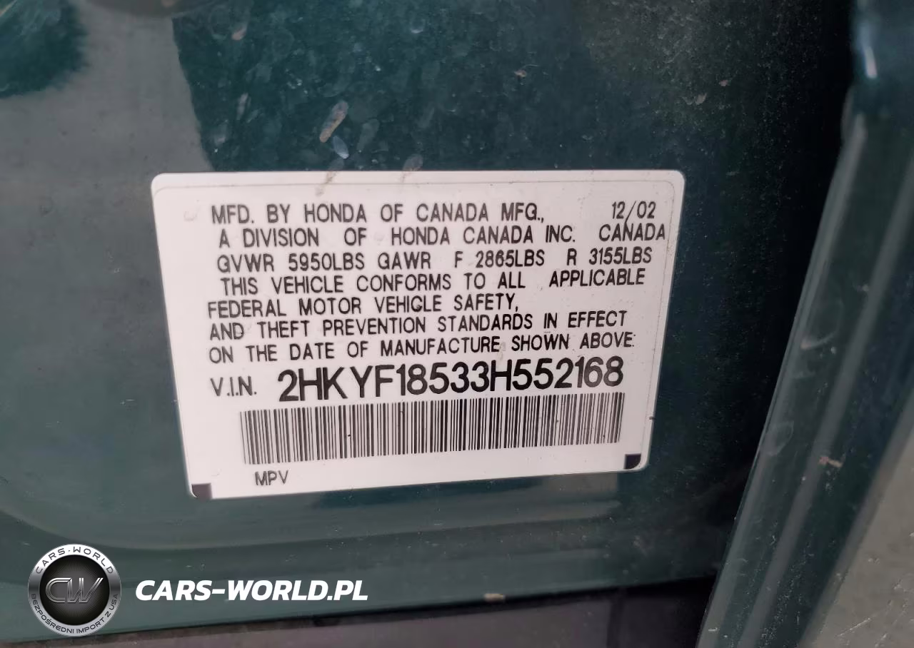 2003 Honda Pilot Exl VIN:2HKYF18533H552168 - 13