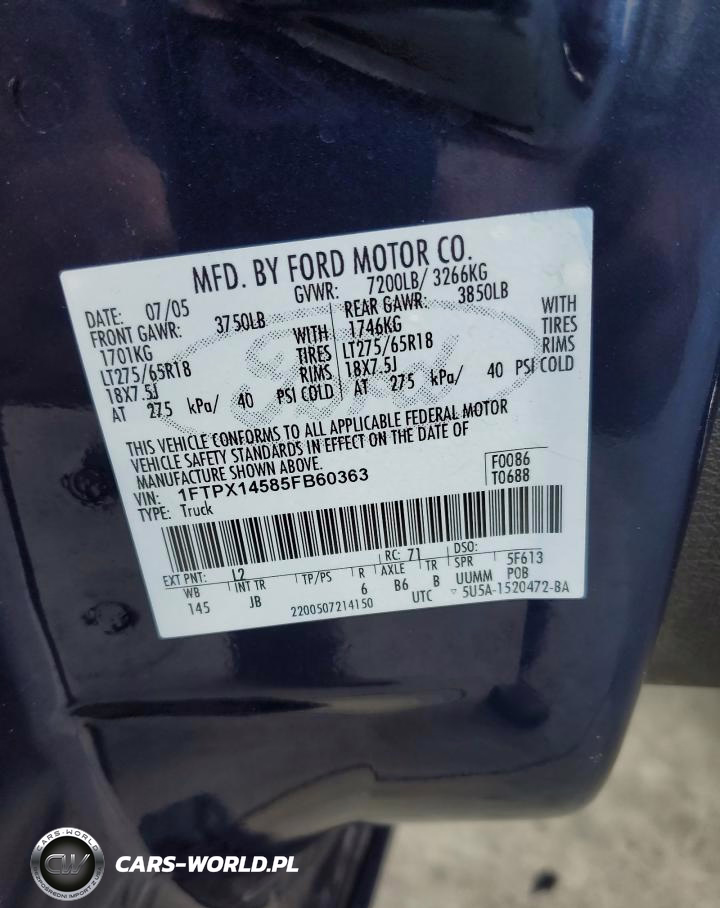 2005 Ford F150 VIN:1FTPX14585FB60363 - 12