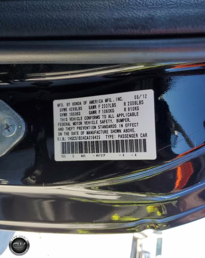 2012 Honda Accord Lx VIN:1HGCS1B34CA018425 - 12