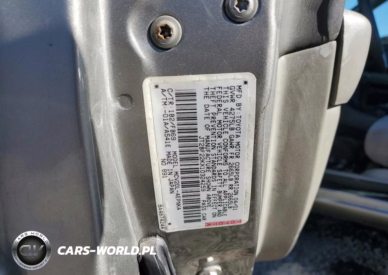 2001 Toyota Camry Ce VIN:JT2BF22KX10324259 - 12