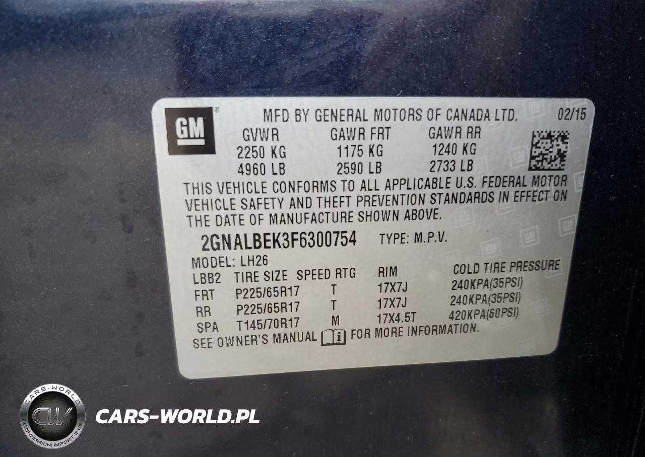 2015 Chevrolet Equinox Lt VIN:2GNALBEK3F6300754 - 13