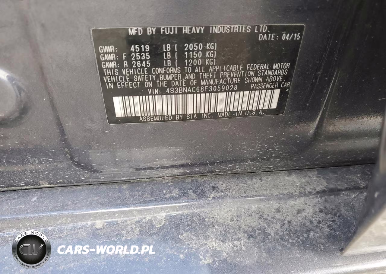 2015 Subaru Legacy 2.5I Premium VIN:4S3BNAC68F3059028 - 12
