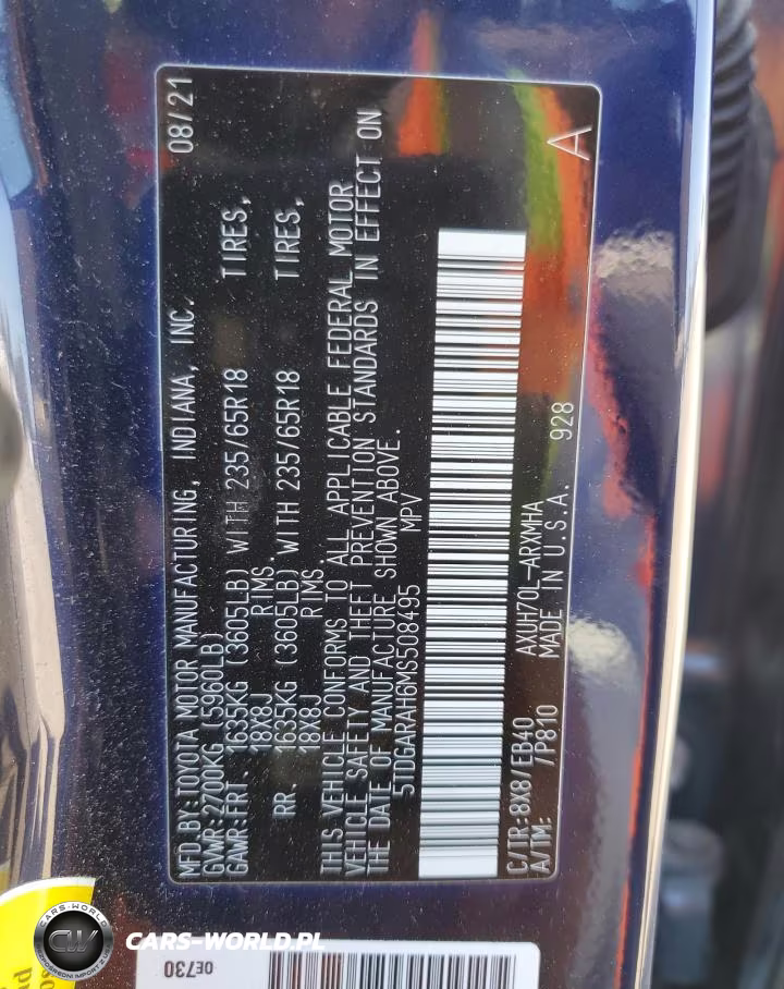 2021 Toyota Highlander Hybrid Xle VIN:5TDGARAH6MS508495 - 13