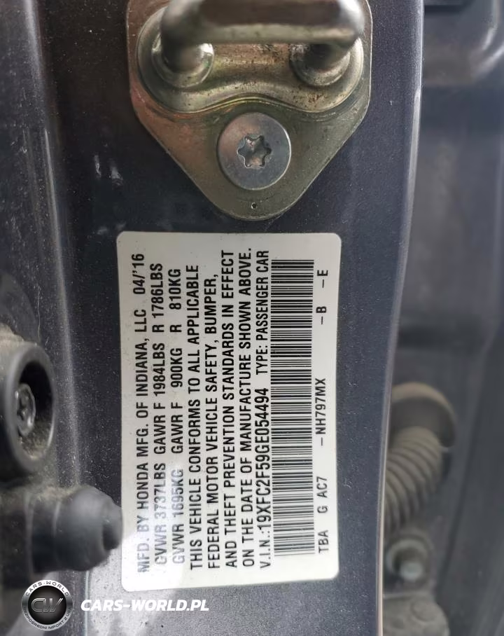 2016 Honda Civic Lx VIN:19XFC2F59GE054494 - 12