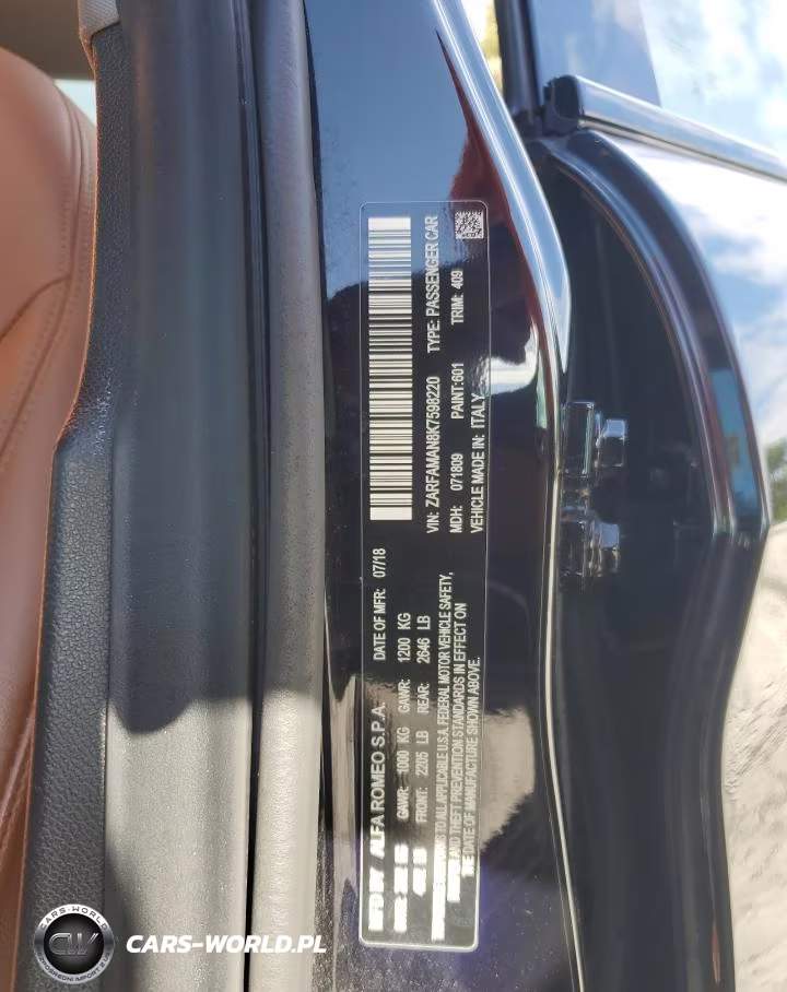 2019 Alfa Romeo Giulia VIN:ZARFAMAN8K7598220 - 12