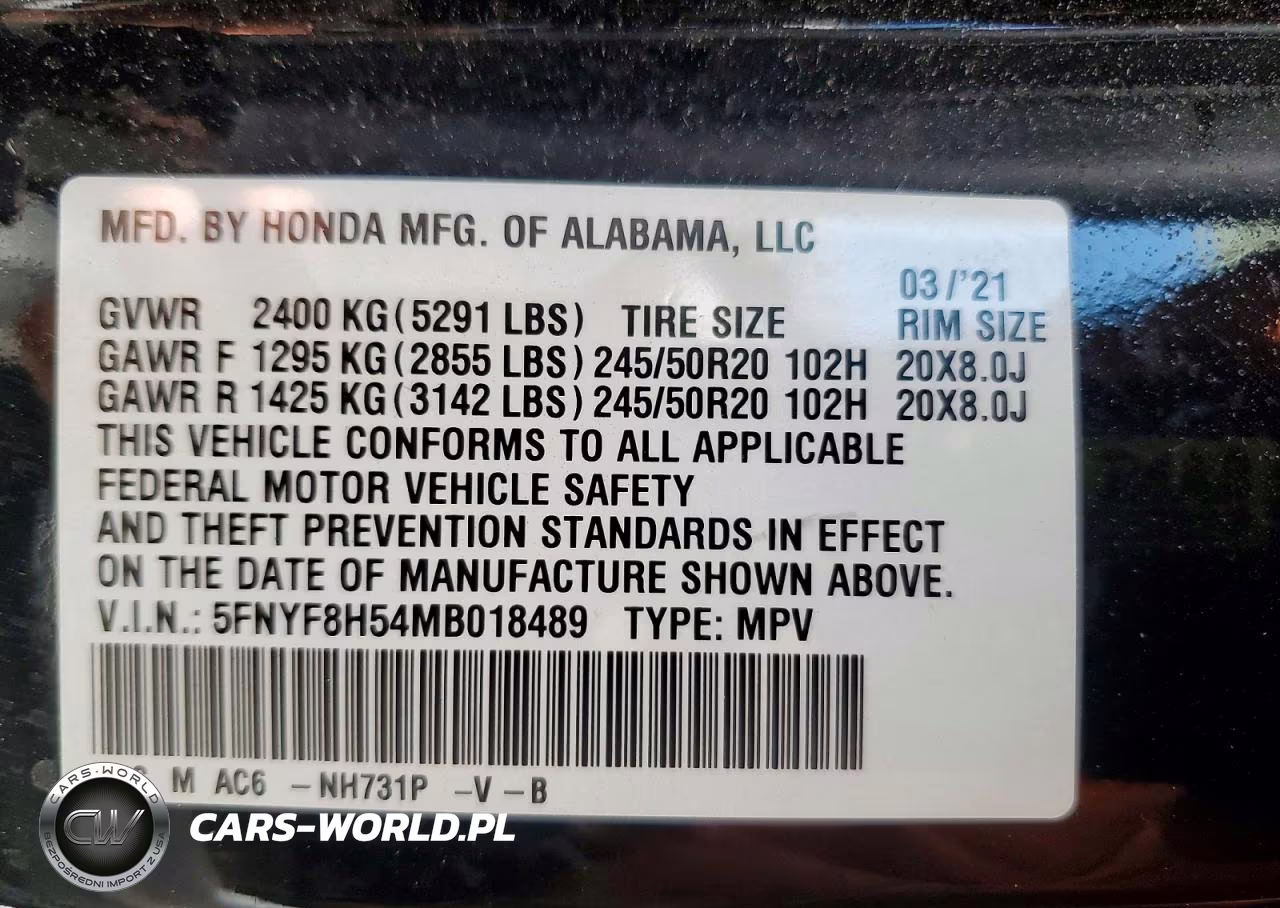 2021 Honda Passport Exl VIN:5FNYF8H54MB018489 - 14