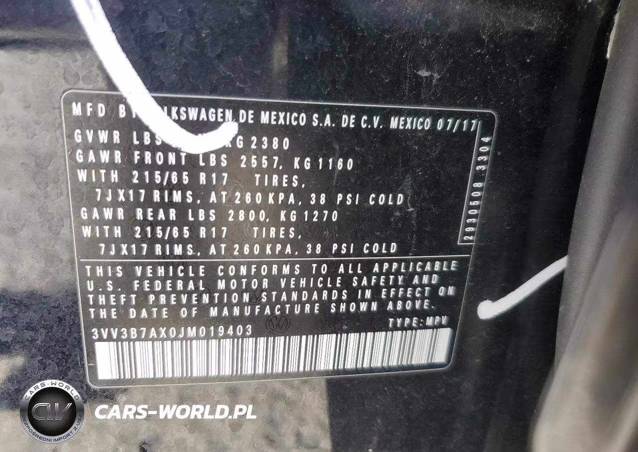 2018 Volkswagen Tiguan Se VIN:3VV3B7AX0JM019403 - 13