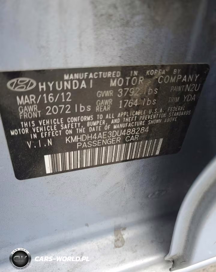 2013 Hyundai Elantra Gls VIN:KMHDH4AE3DU488284 - 12