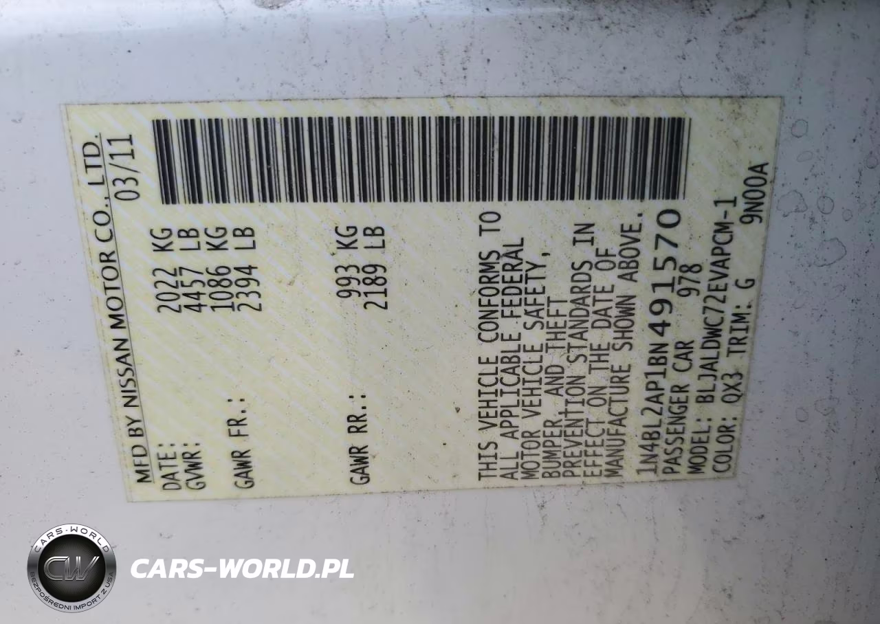 2011 Nissan Altima Sr VIN:1N4BL2AP1BN491570 - 12