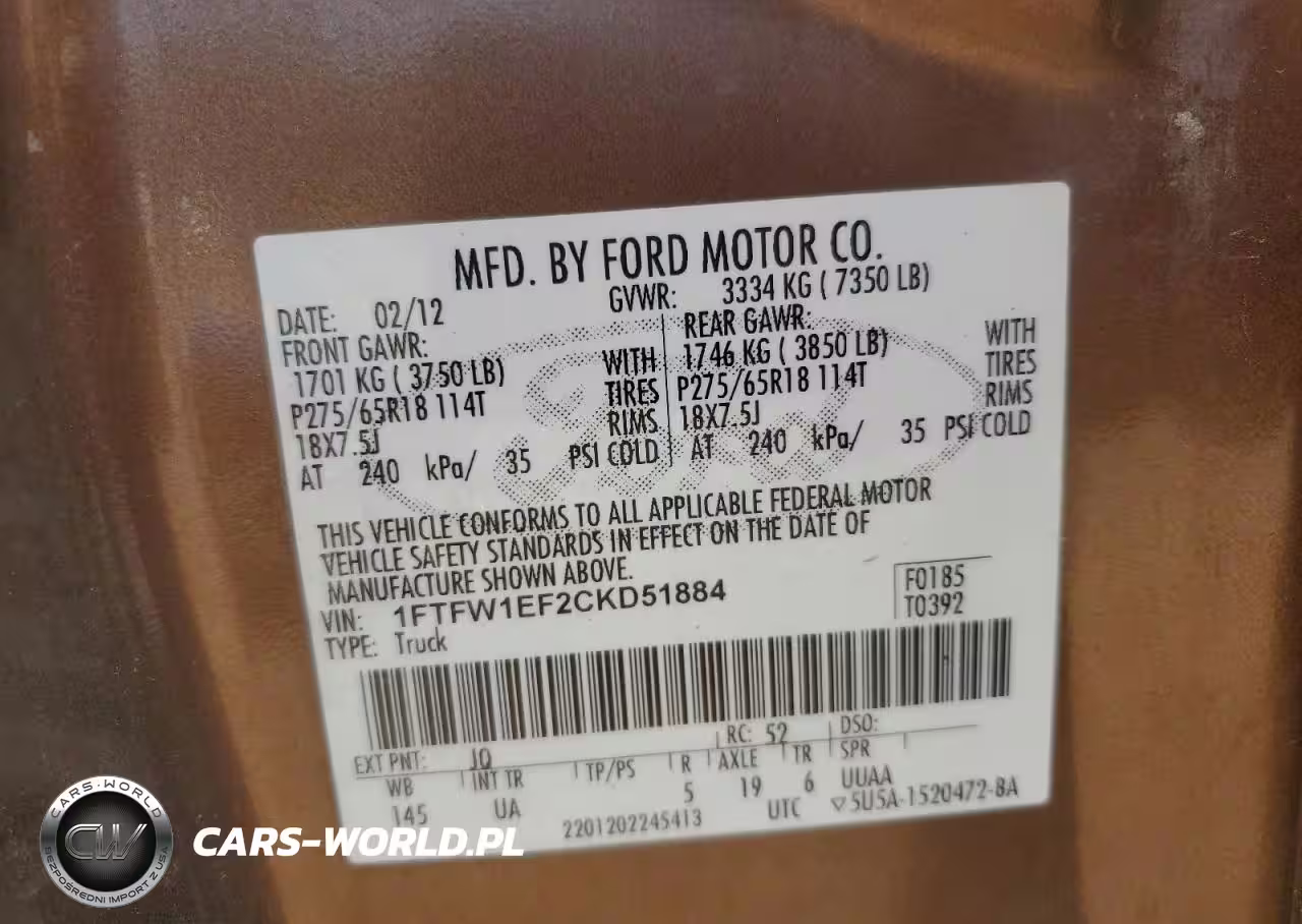 2012 Ford F150 Supercrew VIN:1FTFW1EF2CKD51884 - 12