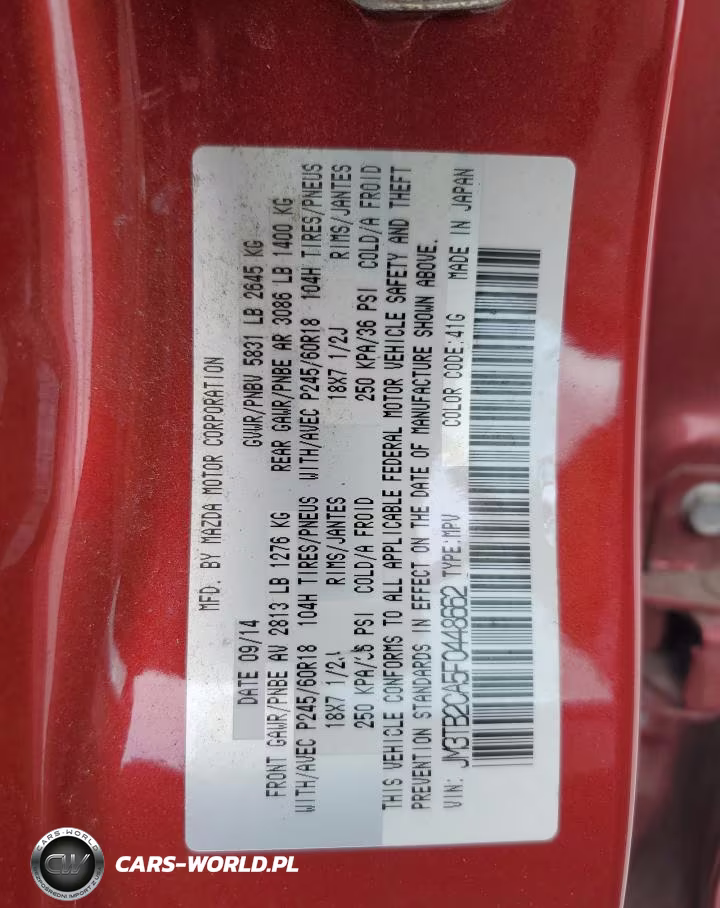 2015 Mazda Cx-9 Touring VIN:JM3TB2CA5F0448662 - 13