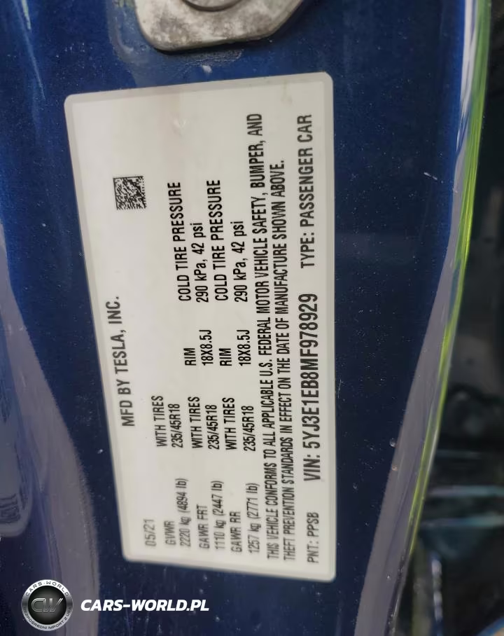 2021 Tesla Model 3 VIN:5YJ3E1EB8MF978929 - 12