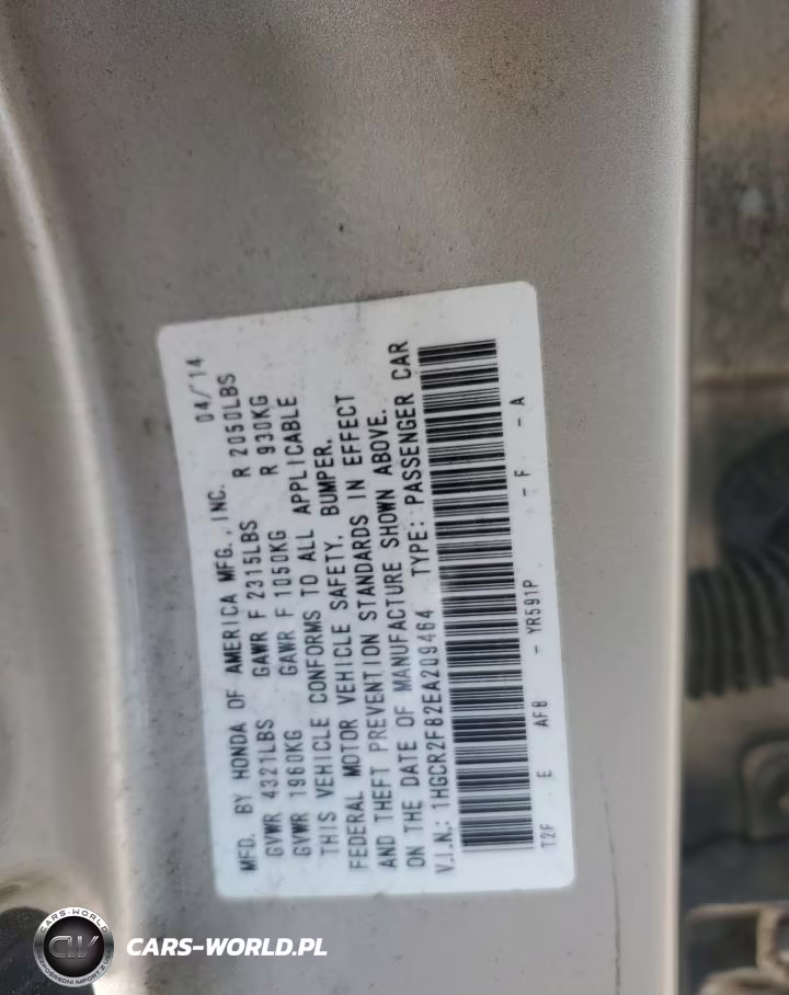 2014 Honda Accord Exl VIN:1HGCR2F82EA209464 - 13