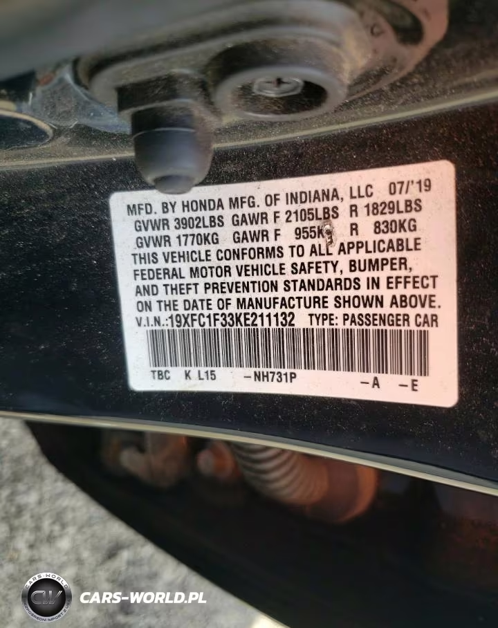 2019 Honda Civic Ex VIN:19XFC1F33KE211132 - 12
