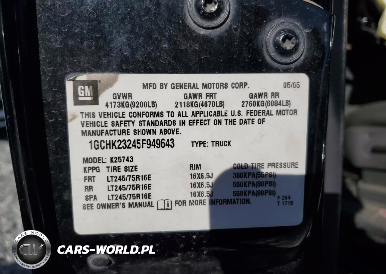 2005 Chevrolet Silverado K2500 Heavy Duty VIN:1GCHK23245F949643 - 12