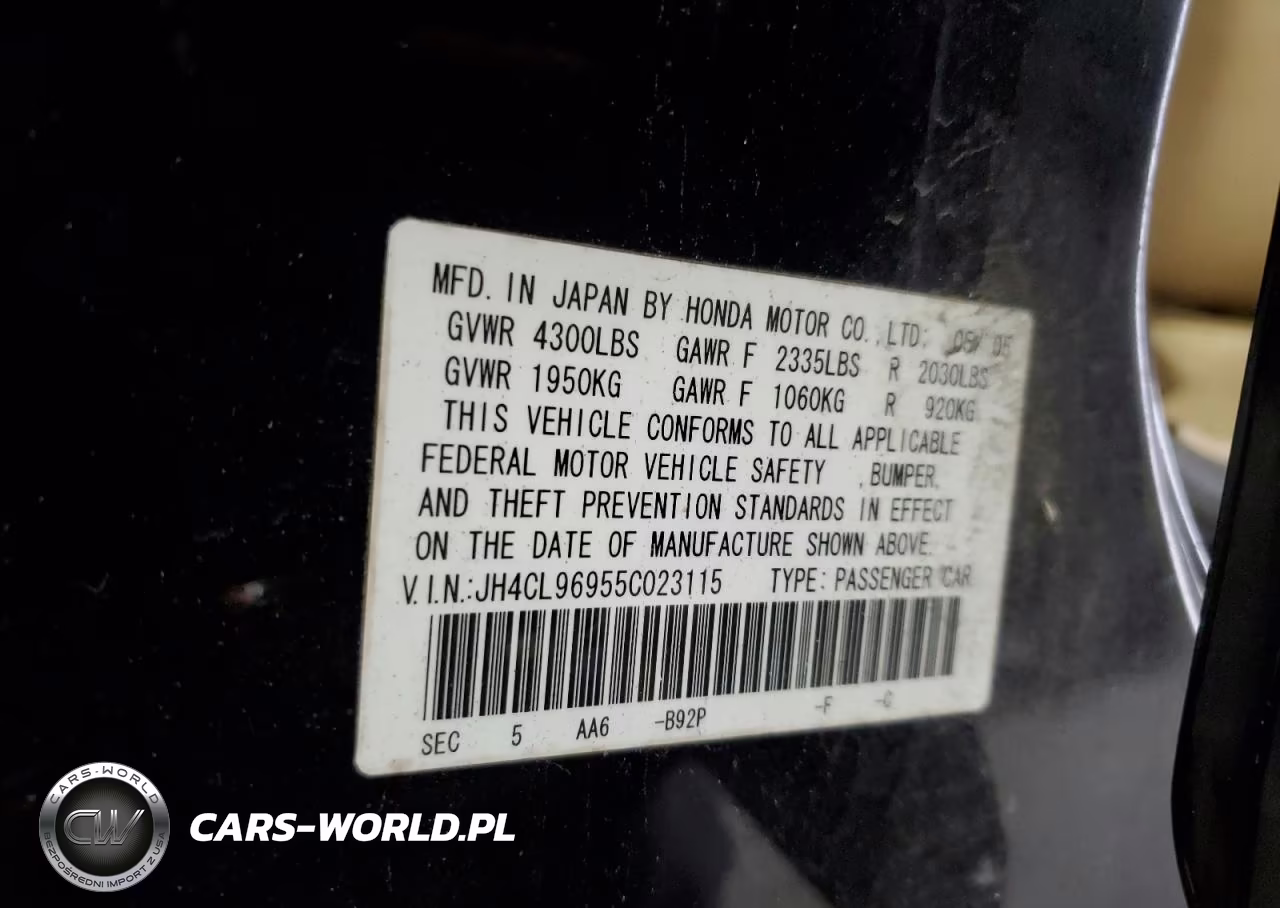 2005 Acura Tsx VIN:JH4CL96955C023115 - 13