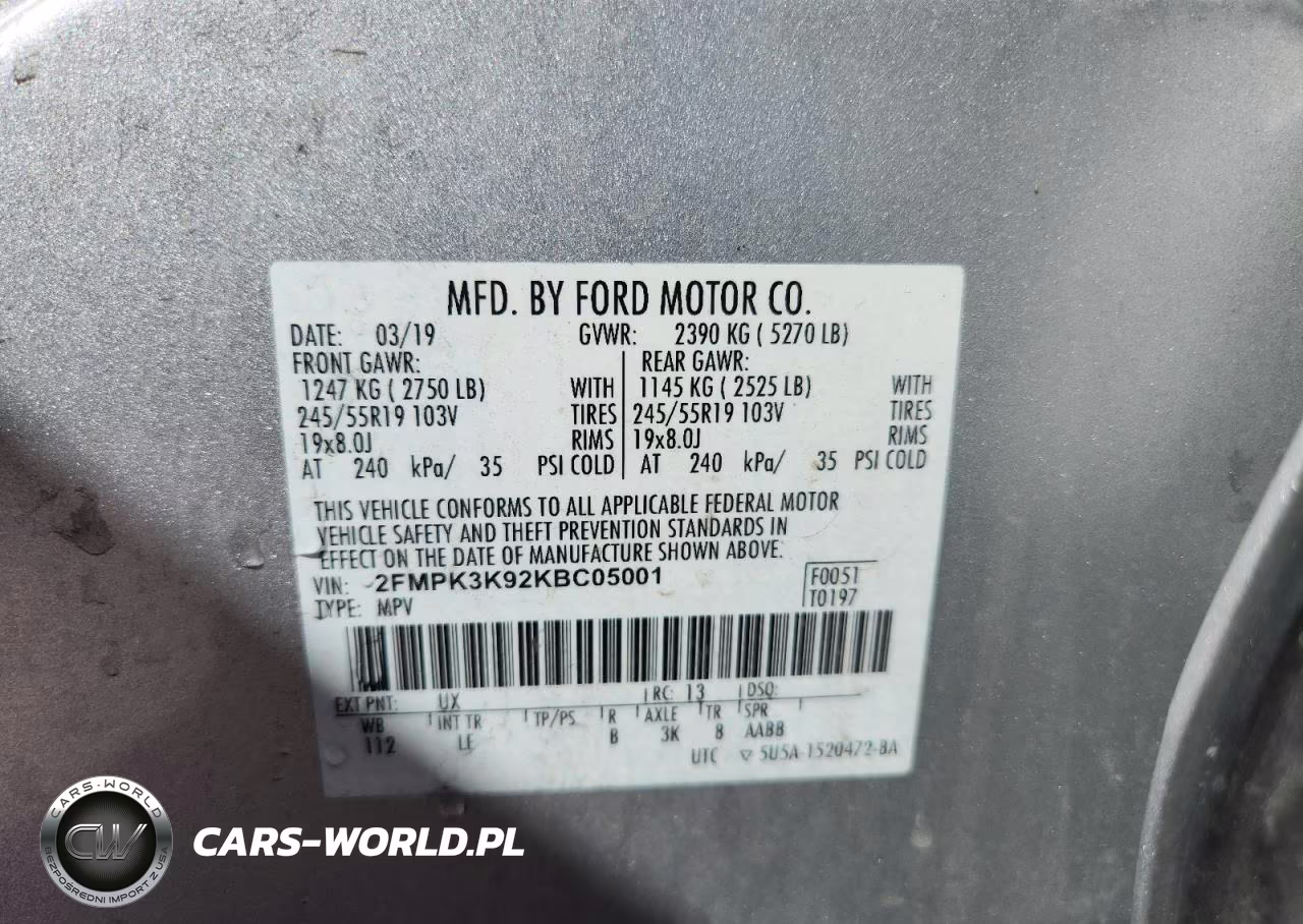 2019 Ford Edge Titanium VIN:2FMPK3K92KBC05001 - 14